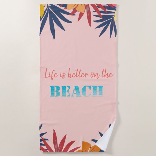 Serviette De Plage Hibiscus feuilles de palmier (Devant)