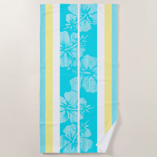 Serviette De Plage Hibiscus hawaïen de Haleiwa Surfboard - Aqua