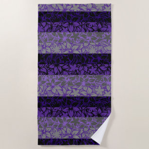 Serviette De Plage Hibiscus Hawaïen de la baie de Moloaa rayé - viole