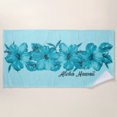 Serviette De Plage Hibiscus hawaïen en détresse - Aqua Bue (Devant)