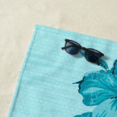 Serviette De Plage Hibiscus hawaïen en détresse - Aqua Bue (En situation)