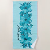 Serviette De Plage Hibiscus hawaïen en détresse - Aqua Bue (Devant)