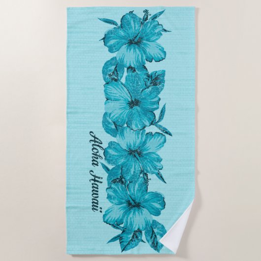 Serviette De Plage Hibiscus hawaïen en détresse - Aqua Bue (Devant)