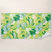Serviette De Plage Hibiscus Jungle Hawaiian Tropical Floral - Lime (Devant)