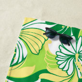 Serviette De Plage Hibiscus Jungle Hawaiian Tropical Floral - Lime (En situation)