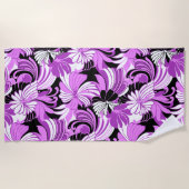 Serviette De Plage Hibiscus Jungle Hawaiian Tropical Floral - Violet (Devant)