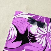Serviette De Plage Hibiscus Jungle Hawaiian Tropical Floral - Violet (En situation)