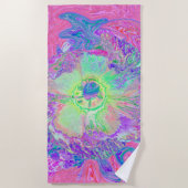 Serviette De Plage Hibiscus psychédélique à lèvre verte et violette (Devant)