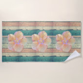 Serviette De Plage hibiscus rayé en bois peint (Devant)