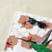 Serviette De Plage Hibiscus rose Colibri vert (En situation)