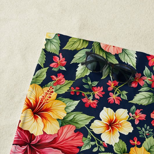 Serviette De Plage Hibiscus Tropical Brillant (En situation)