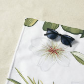 Serviette De Plage Hibiscus tropical rouge et blanc (En situation)