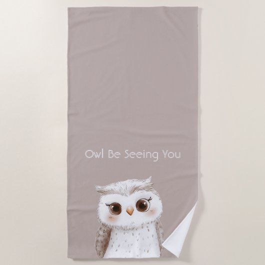 Serviette De Plage Hibou vous verra (Devant)