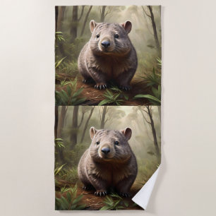 Serviette De Plage "Hidden in the Bush : An Aussie Wombat in the Wild
