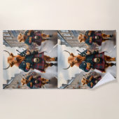 Serviette De Plage Highland Harmony : Bagpipe Highland Cow Band (Devant)