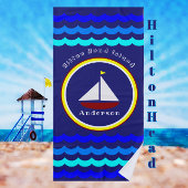 Serviette De Plage Hilton Head Island Cute Sailboat Ancre et nom