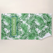 Serviette De Plage Hip Retro Tropical Green Leafs Motif (Devant)