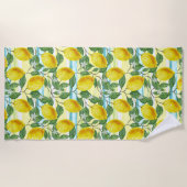 Serviette De Plage Hip Tropical Summer Lemons Fruit Motif (Devant)