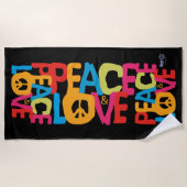 SERVIETTE DE PLAGE HIPPIE ÉTÉ MONDIAL 2021 PAIX ET AMOUR (Devant)