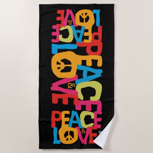 SERVIETTE DE PLAGE HIPPIE ÉTÉ MONDIAL 2021 PAIX ET AMOUR (Devant)