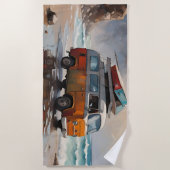 Serviette De Plage Hippie Van Seascape Voyageur Mood Art (Devant)