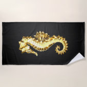 Serviette De Plage Hippocampe Polygonal Or (Devant)