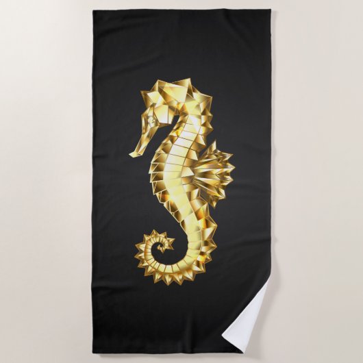 Serviette De Plage Hippocampe Polygonal Or (Devant)