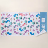 Serviette De Plage Hippocampes Colorés (Devant)
