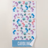 Serviette De Plage Hippocampes Colorés (Devant)