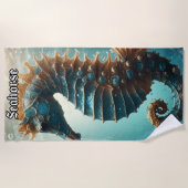 Serviette De Plage Hippocampes de natation vintage (Devant)
