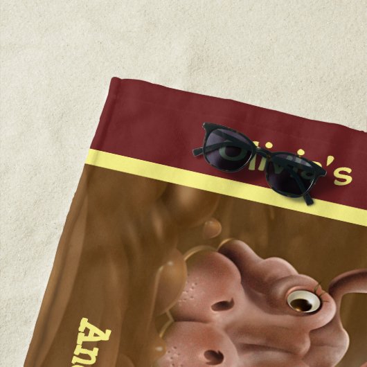 Serviette de plage Hippopotames boueux. Bordure Br (En situation)