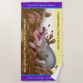 Serviette de plage Hippopotames boueux. Bordure po (Devant)