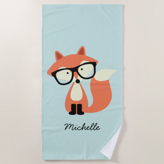 Serviette De Plage Hipster Red Fox (Devant)