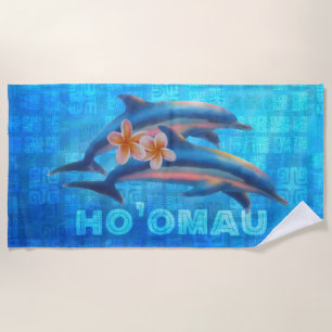 Serviette De Plage HO’OMAU - Collage primitif des dauphins hawaïens