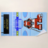 Serviette De Plage Hockey sur glace initial personnalisé (Devant)
