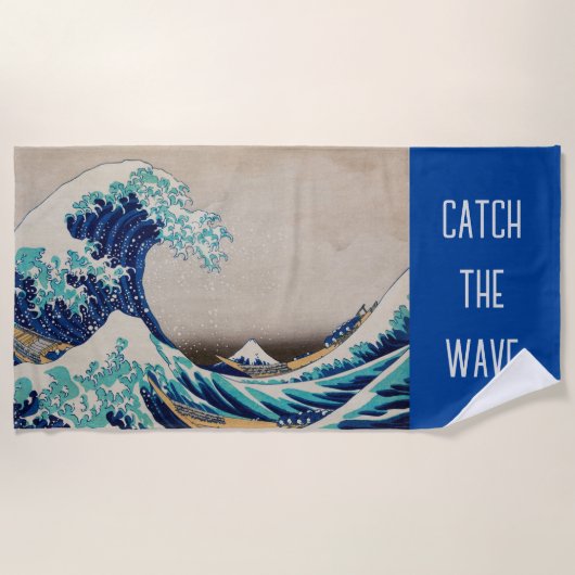 Serviette De Plage Hokusai cool grande vague "Catch the Wave" (Devant)