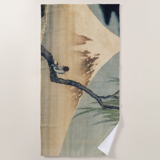 Serviette De Plage Hokusai - Garçon regardant le Mont Fuji (Devant)
