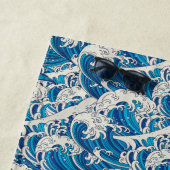 Serviette De Plage Hokusai Grande vague Motif bleu marine (En situation)