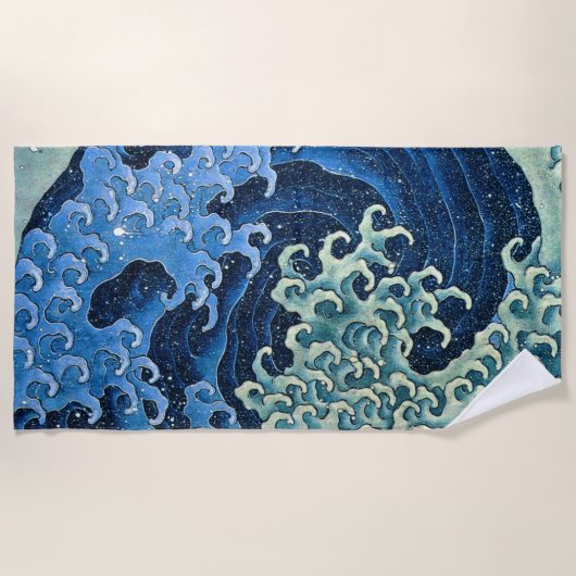 Serviette De Plage Hokusai Vague féminine Océan Vintage (Devant)