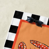 Serviette De Plage Homard à pointes rouges avec nom (En situation)