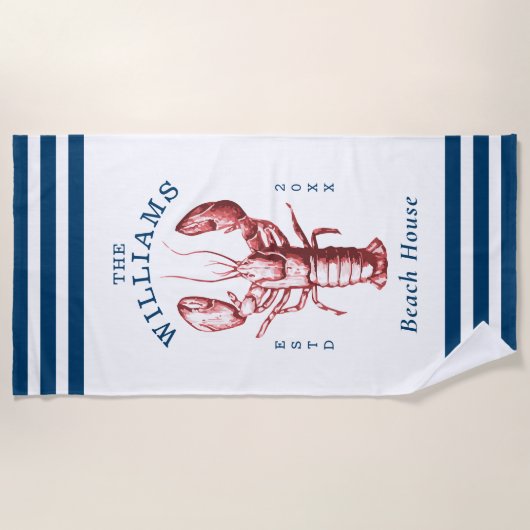 Serviette De Plage Homard côtier Beach House (Devant)