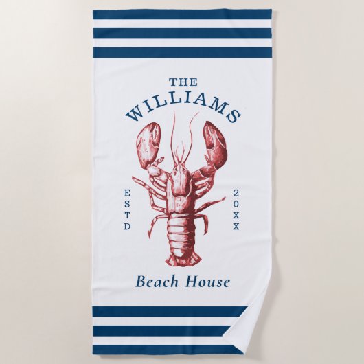 Serviette De Plage Homard côtier Beach House (Devant)