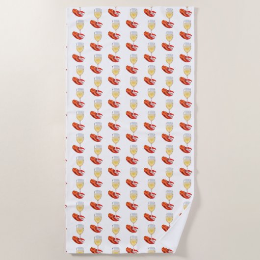 Serviette De Plage Homard et vin (Devant)