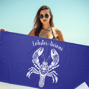 Serviette De Plage Homard-pêcheur Coeur-Hawaï-Tropical-Bleu