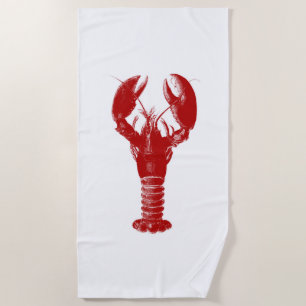Serviette De Plage Homard rouge-foncé sur le blanc