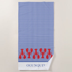 Serviette De Plage Homards rouges En vichy lieu NOM Bleu Blanc