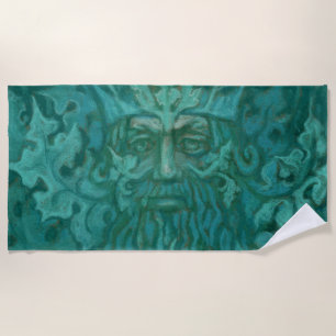 Serviette De Plage Homme vert, Roi de la forêt, Dieu païen, Art de l'