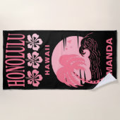 Serviette De Plage Honolulu Hawaii Pink Beach Bachelorte personnalisé (Devant)