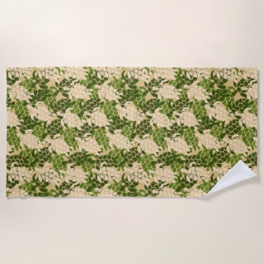 Serviette De Plage Honu Sea Turtle Hawaiian Tapa - Khaki (Devant)