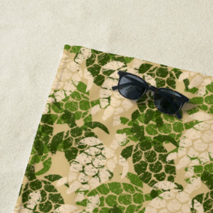 Serviette De Plage Honu Sea Turtle Hawaiian Tapa - Khaki